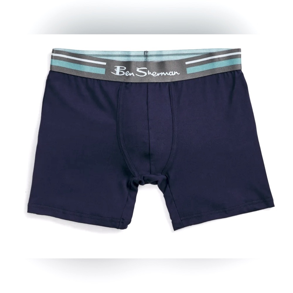 Ben Sherman Dark Blue Boxer Briefs with Gray & Teal Waistband